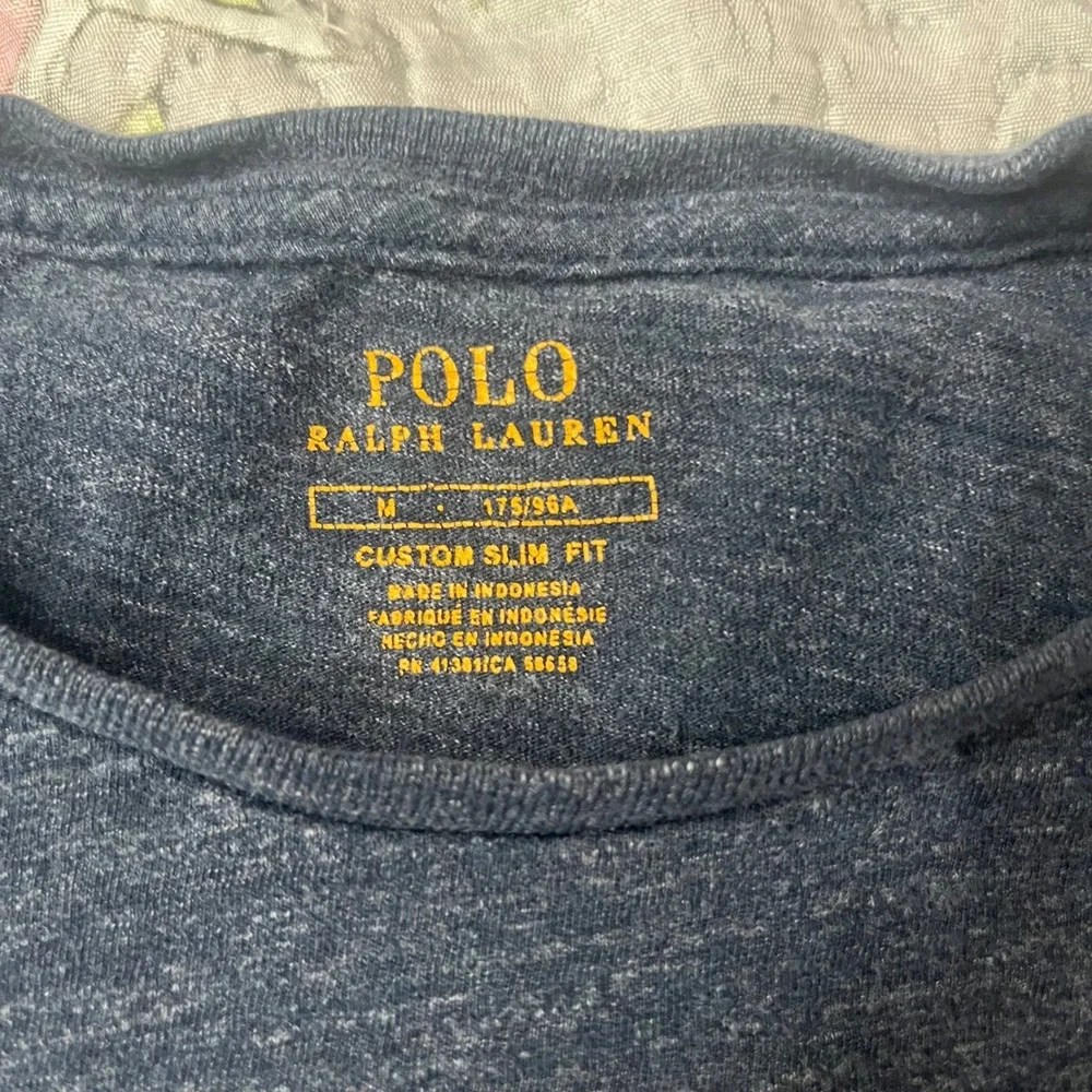 Polo Ralph Lauren Mens Custom Slim Fit Slub Jersey T-Shirt Navy Blue Preppy Med